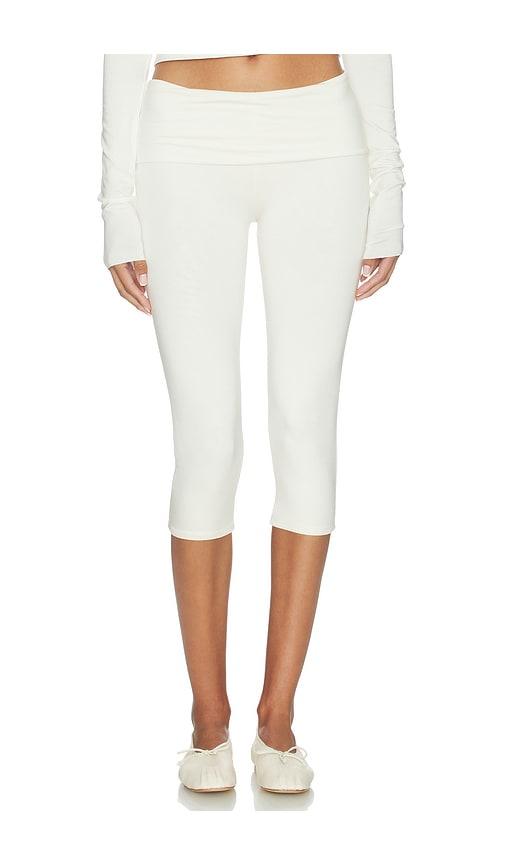 Eterne Foldover Capri Legging in Ivory by ETERNE