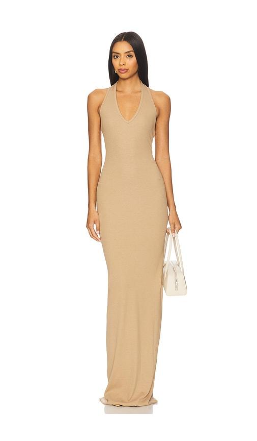Eterne Halter Maxi Dress in Nude by ETERNE