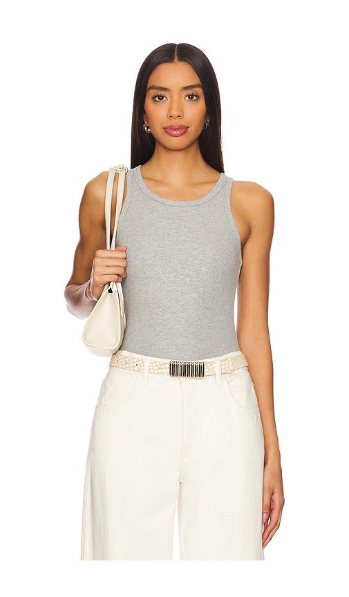 Eterne High Neck Fitted Tank Top in Grey by ETERNE