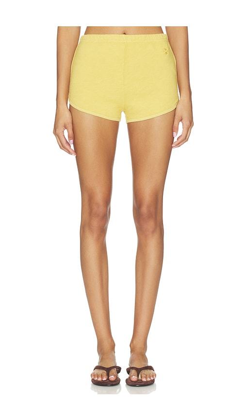 Eterne Lightweight French Terry Mini Track Short in Mustard by ETERNE