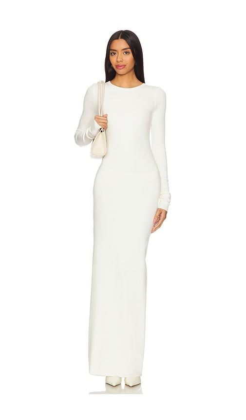 Eterne Long Sleeve Crewneck Maxi Dress in Cream by ETERNE