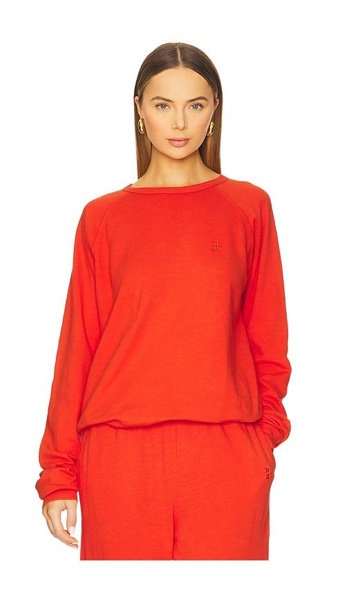 Eterne Oversized Lightweight French Terry Raglan Sweatshirt in Orange by ETERNE