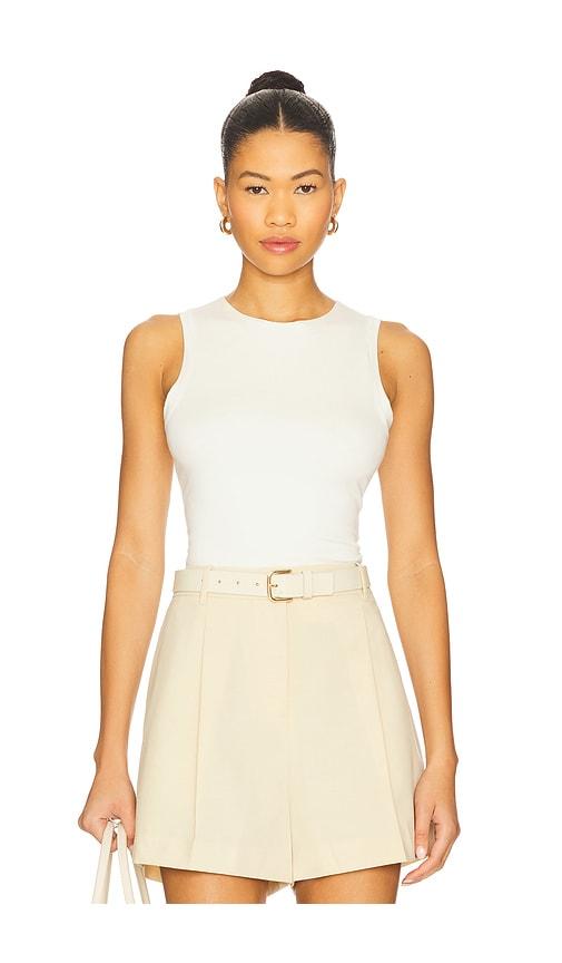 Eterne Sleeveless Crewneck Soft Jersey Top in Ivory by ETERNE