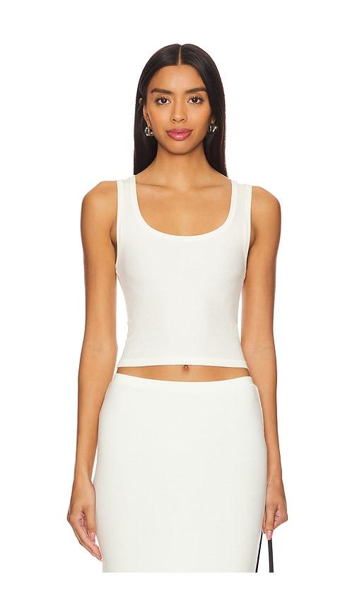 Eterne Square Neck Tank Top in Cream by ETERNE