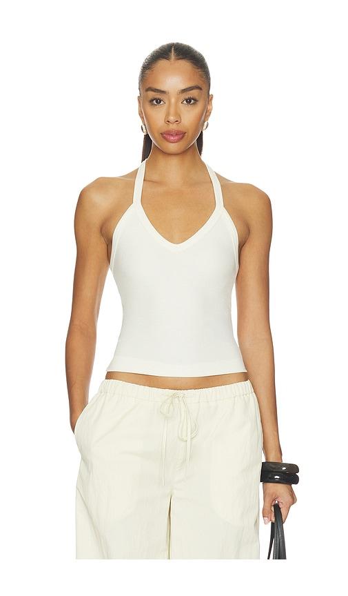 Eterne V-neck Racerback Tank in Cream by ETERNE