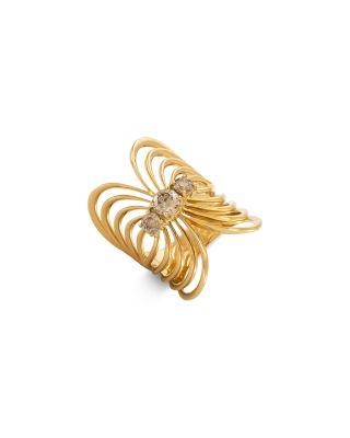 18K Yellow Gold Noir Brown Diamond Fan Open Statement Ring by ETHO MARIA