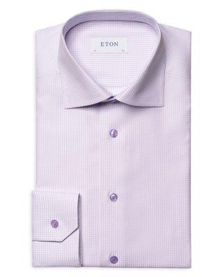 Contemporary Fit Micro Check Textured Cotton-Tencel&reg; Dress Shirt by ETON
