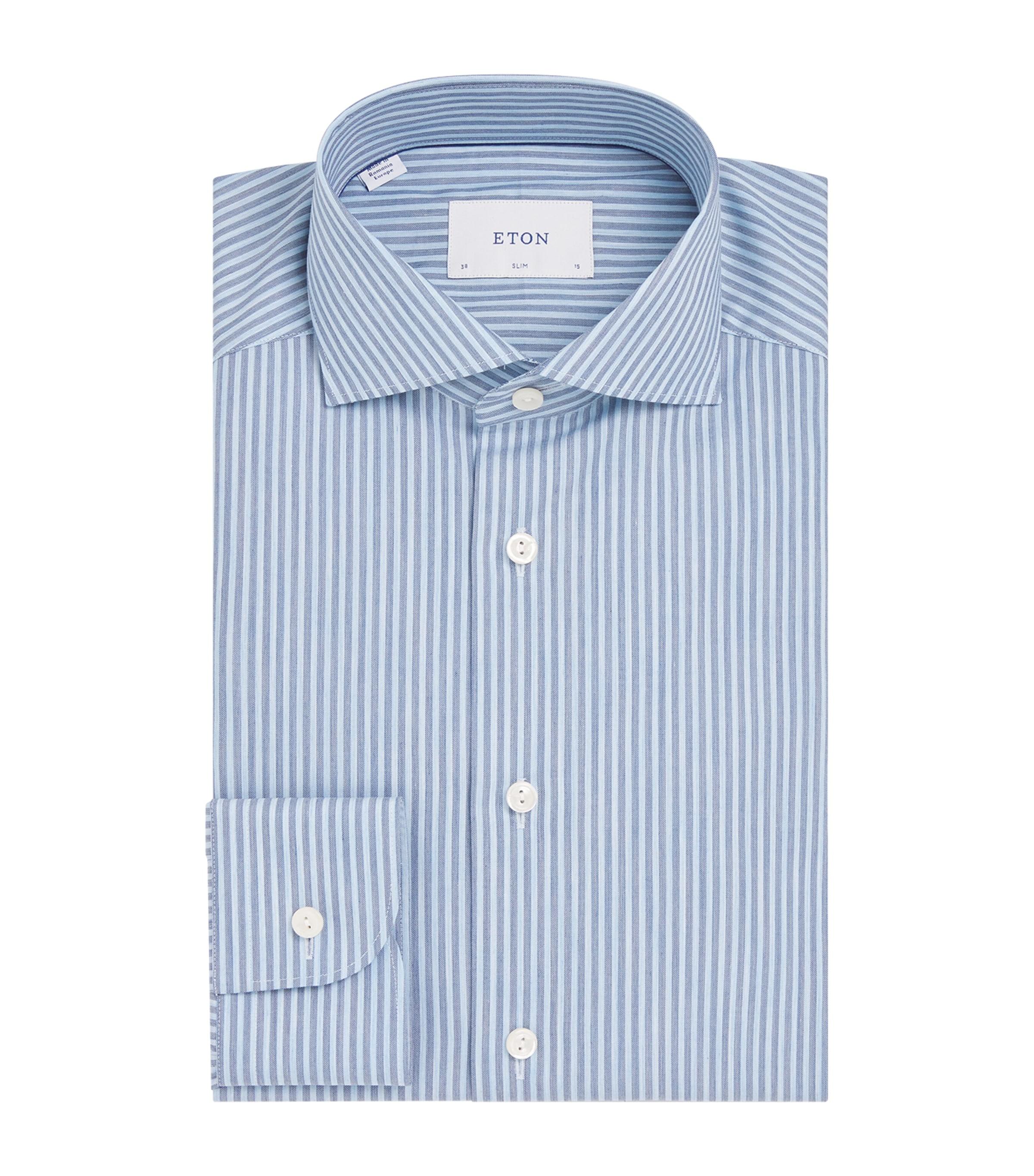 Cotton Twill Stripe Slim Shirt by ETON