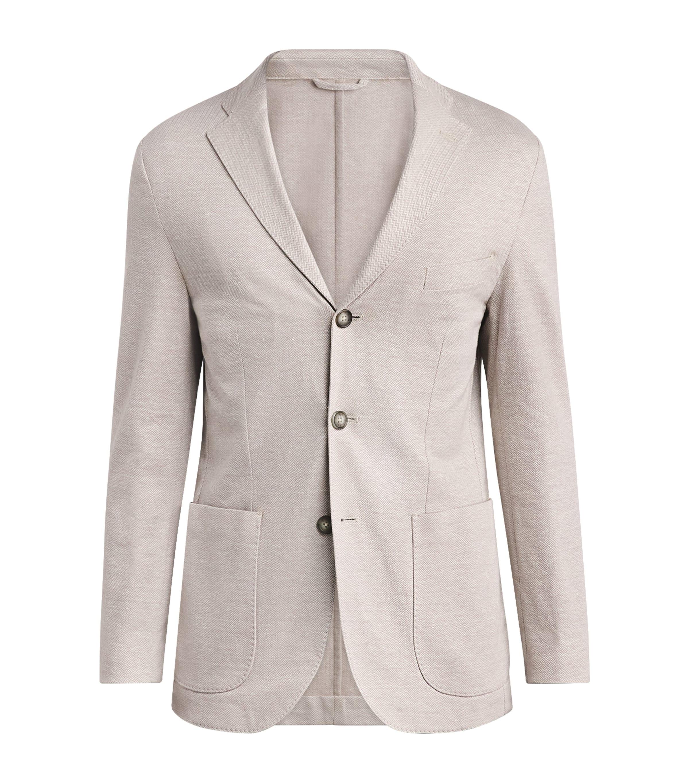 Eton Linen-Blend Jersey Herringbone Blazer by ETON