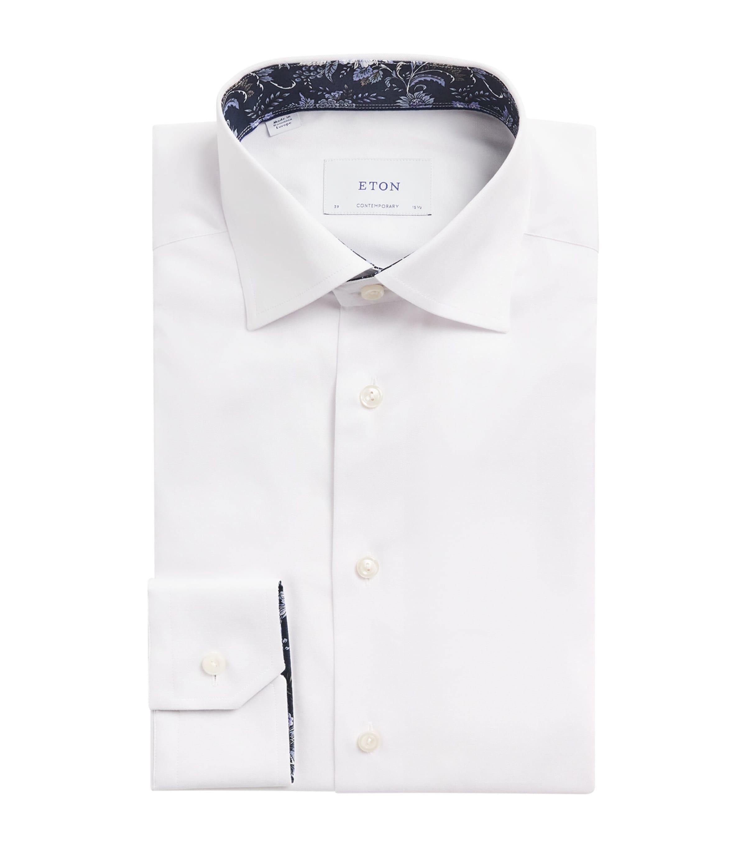 Eton Signature Twill Floral-Trim Shirt by ETON