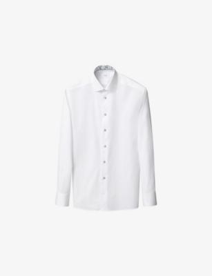Floral-Trim Contemporary-Fit Cotton-Twill Shirt by ETON