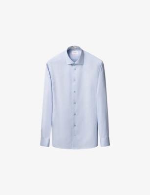 Floral-Trim Slim-Fit Cotton-Twill Shirt by ETON