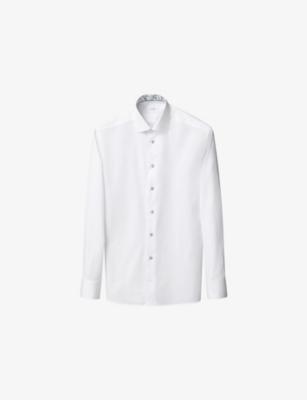 Floral-Trim Slim-Fit Cotton-Twill Shirt by ETON