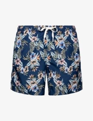 Floral-patterned drawstring woven swim shorts by ETON