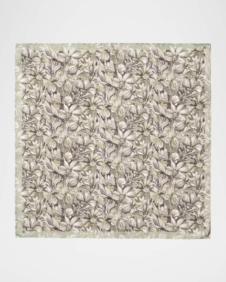 Men's Floral Artwork Silk Pocket Square by ETON