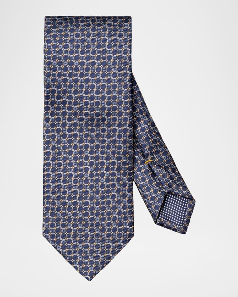 Men's Geometric Circle Print Silk Tie by ETON