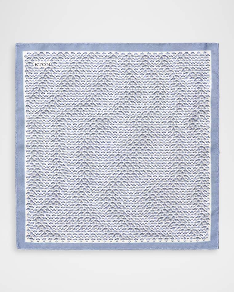 Men's Geometric Floral Silk Pocket Square by ETON