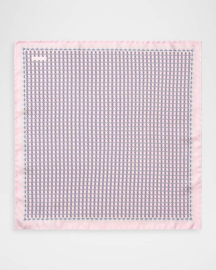 Men's Geometric Link-Print Silk Pocket Square by ETON