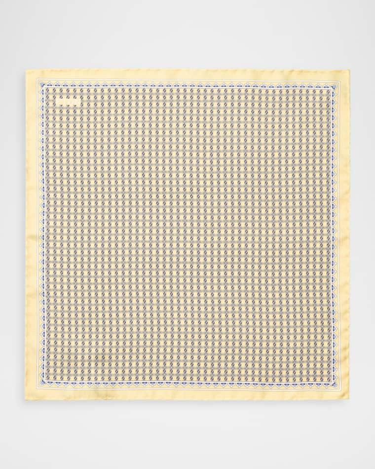 Men's Geometric Link-Print Silk Pocket Square by ETON