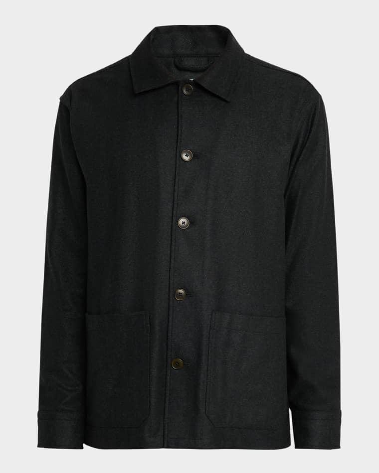 Men's Herringbone Wool and Cashmere Chore Jacket by ETON