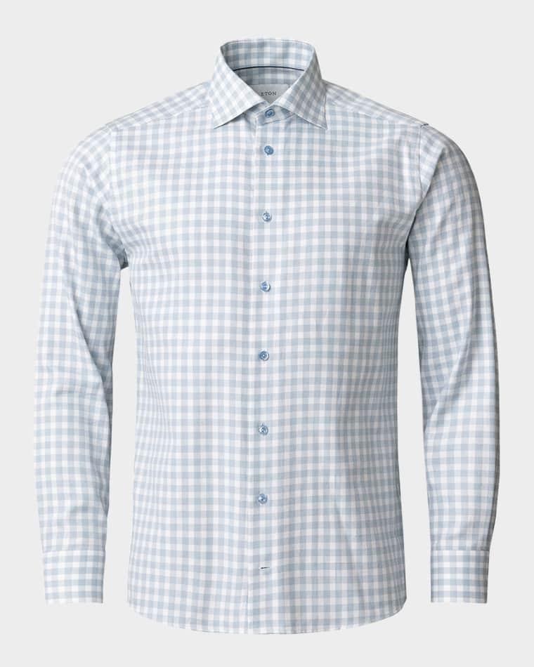 Men's Signature Twill Check Contemporary-Fit Dress Shirt by ETON