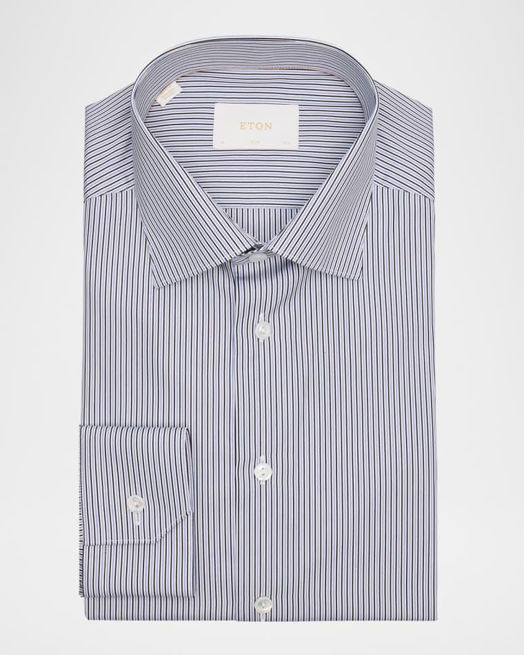 Men's Slim-Fit Stripe Elevated Organic Cotton Dress Shirt by ETON