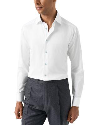 Signature Twill Solid Slim Fit Dress Shirt with Floral Detail by ETON