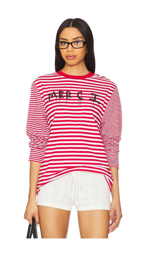 etre cecile Merci Breton Long Sleeve Tshirt in Red by ETRE CECILE