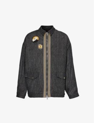 Appliqué-embellished relaxed-fit stretch-denim jacket by ETRO