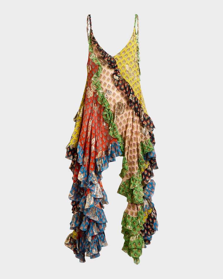 Asymmetric Ruffle Midi Dress by ETRO