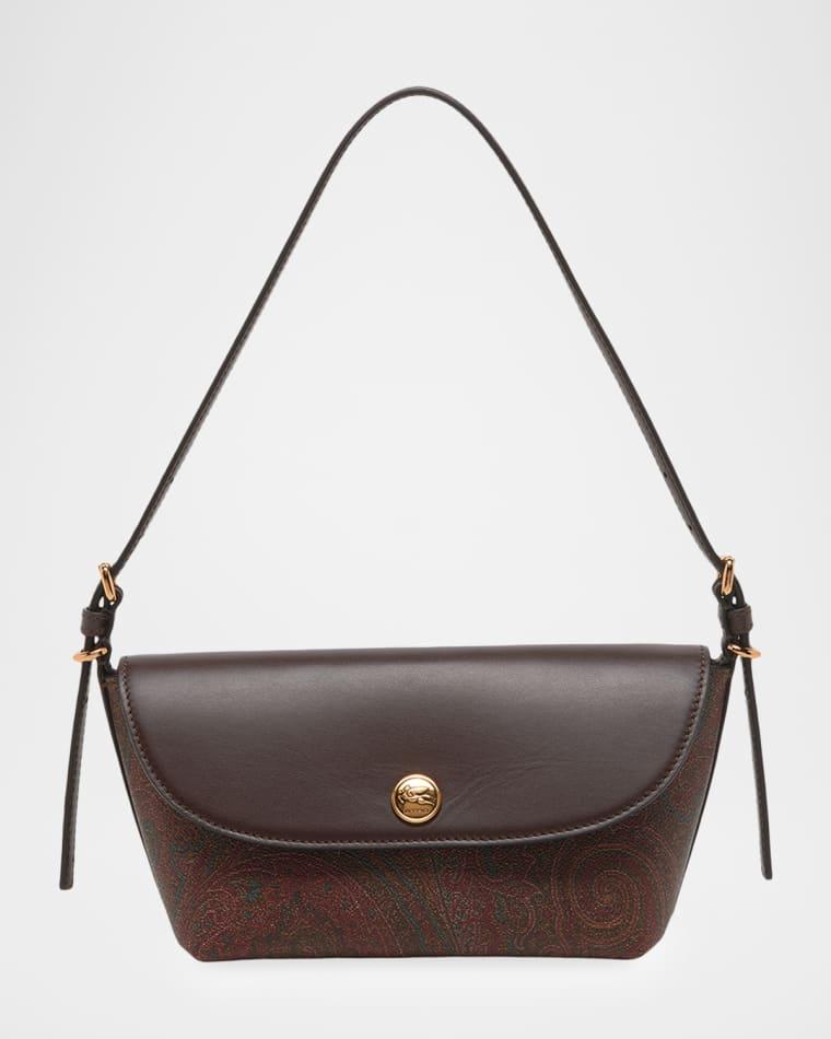 Barchetta Leather & Paisley Jacquard Shoulder Bag by ETRO