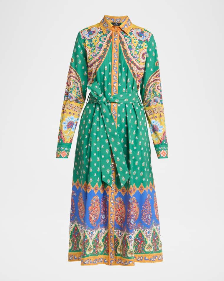Belted Paisley Cotton Midi Shirtdress by ETRO