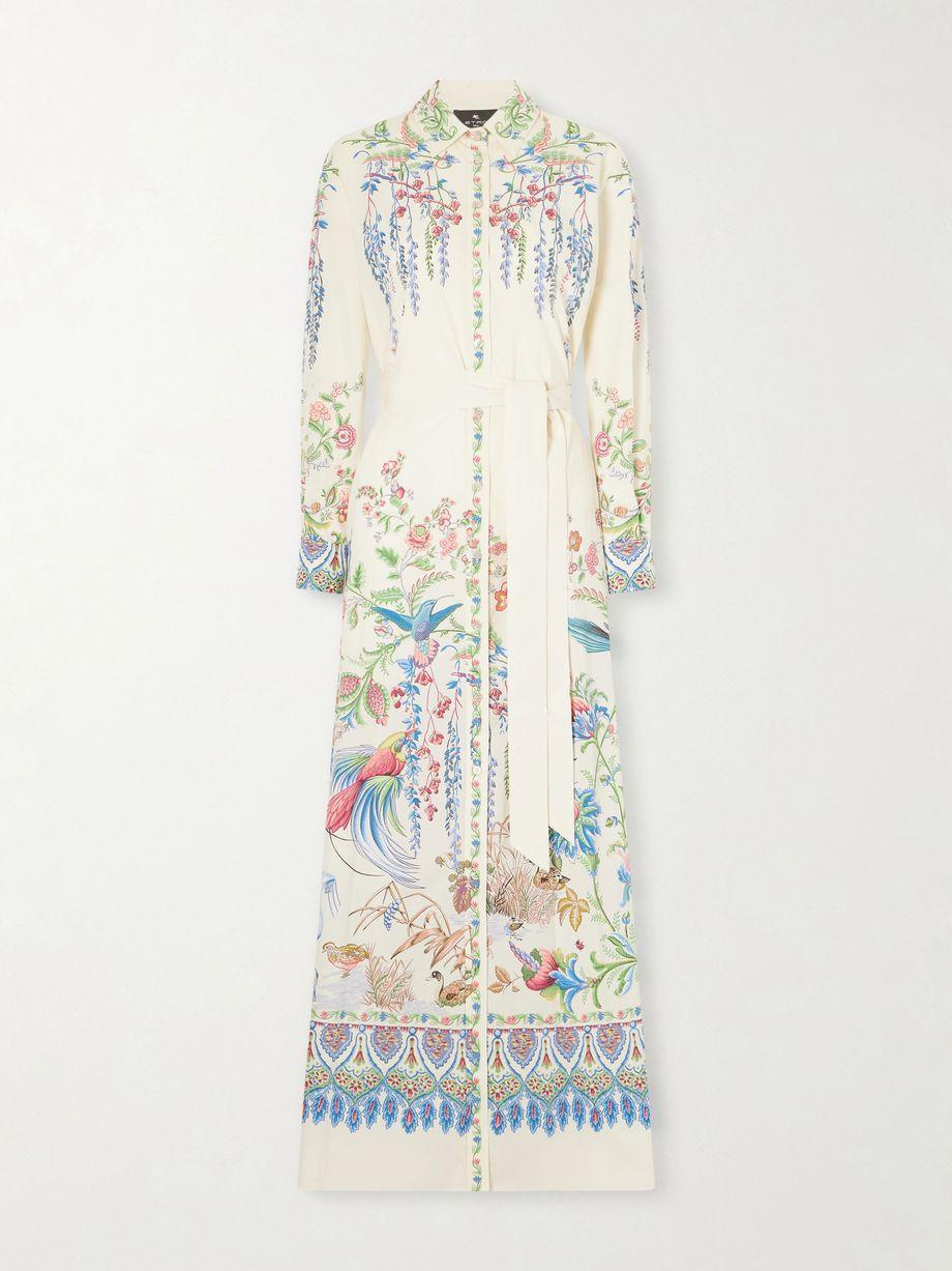 Belted printed cotton maxi shirt dress by ETRO
