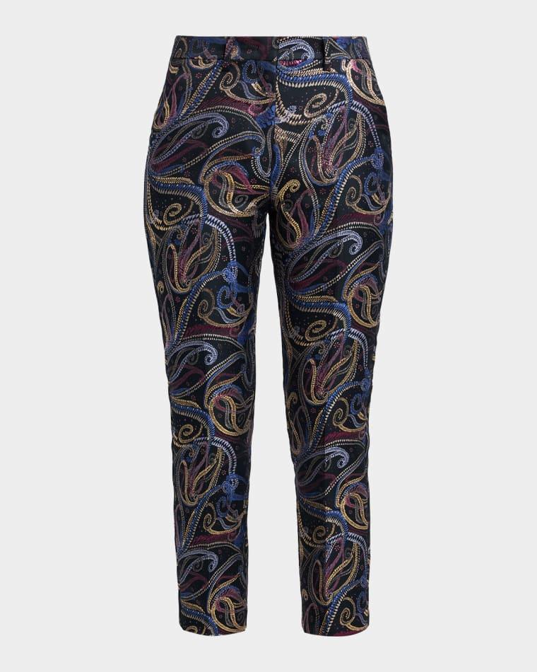 Bristol Paisley Jacquard Duchesse Satin Cropped Pants by ETRO