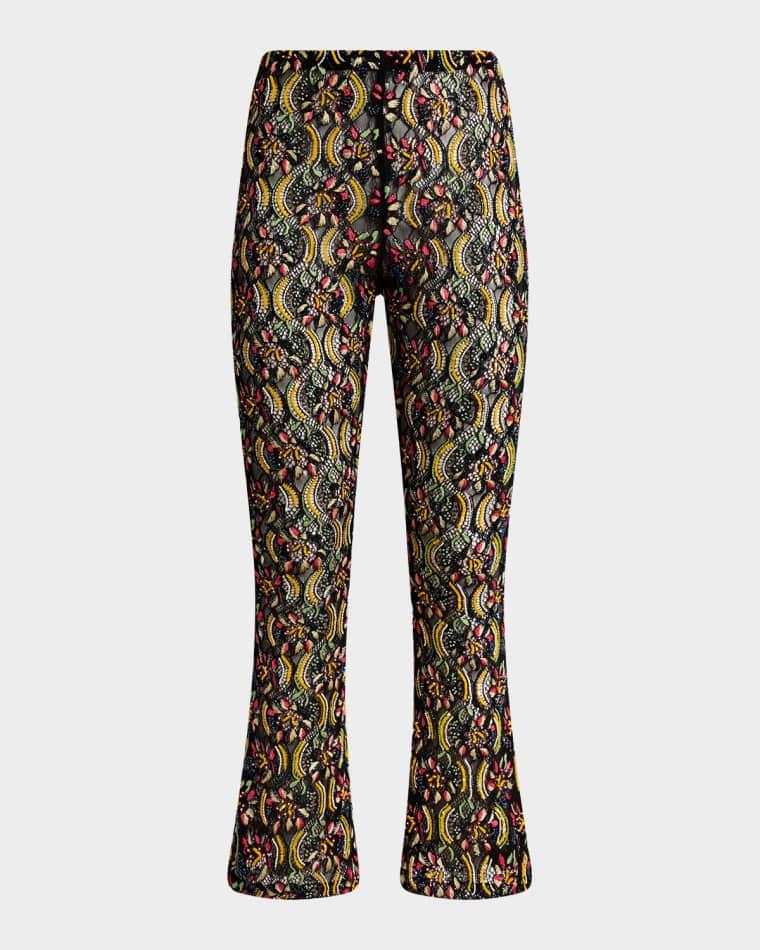 Embellished Lace Kickflare Ankle Trousers by ETRO