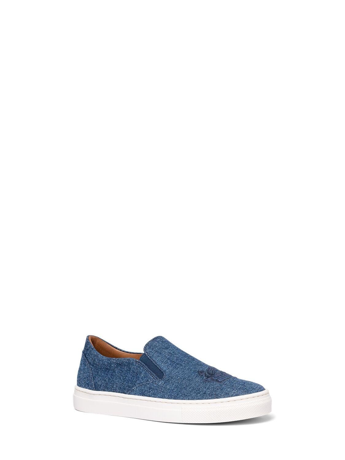 Embroidered Logo Denim Slip-on Shoes by ETRO