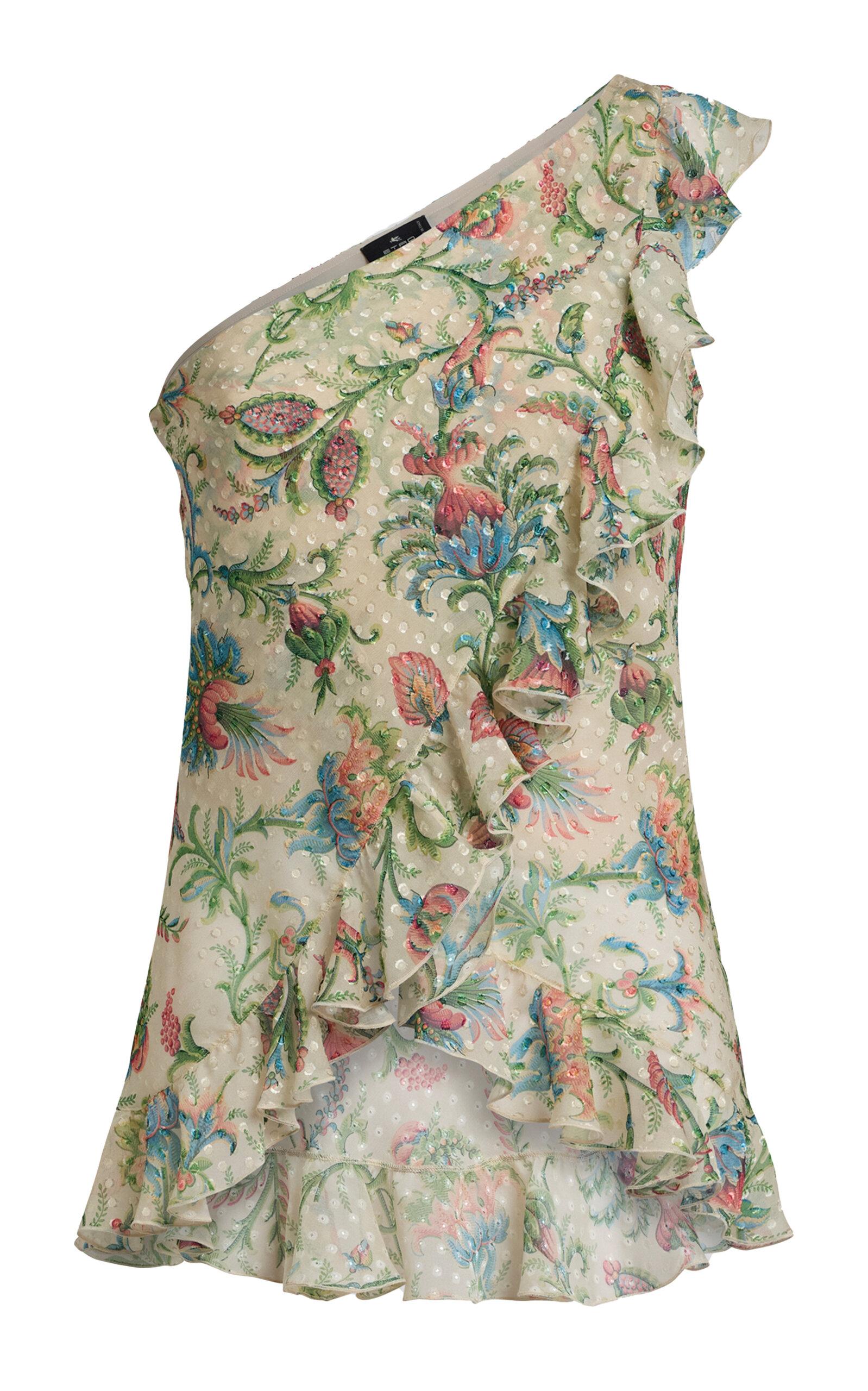 Etro Ruffled Asymmetric Silk-Blend Top - Moda Operandi by ETRO