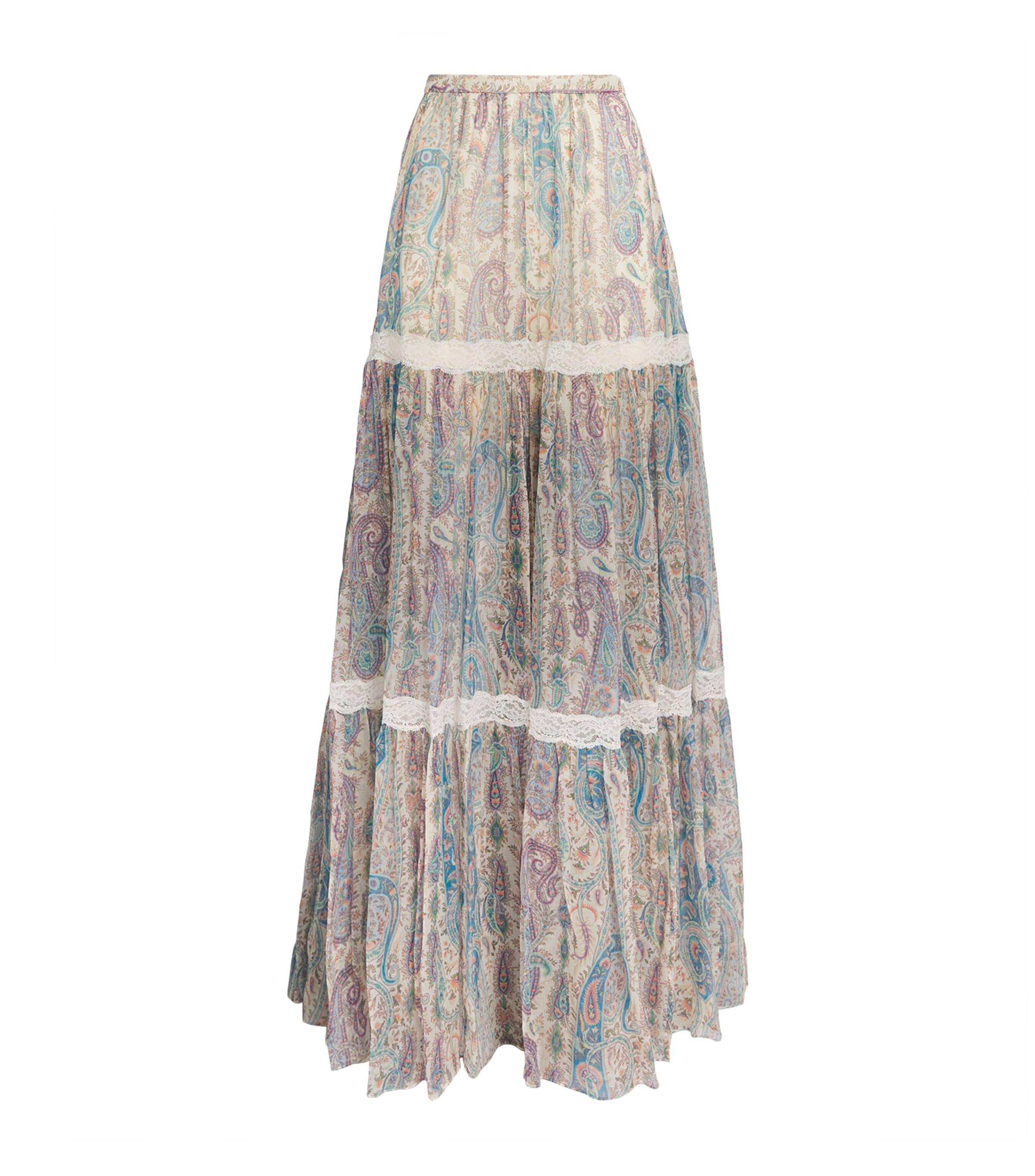 Etro Silk Paisley Tiered Maxi Skirt by ETRO