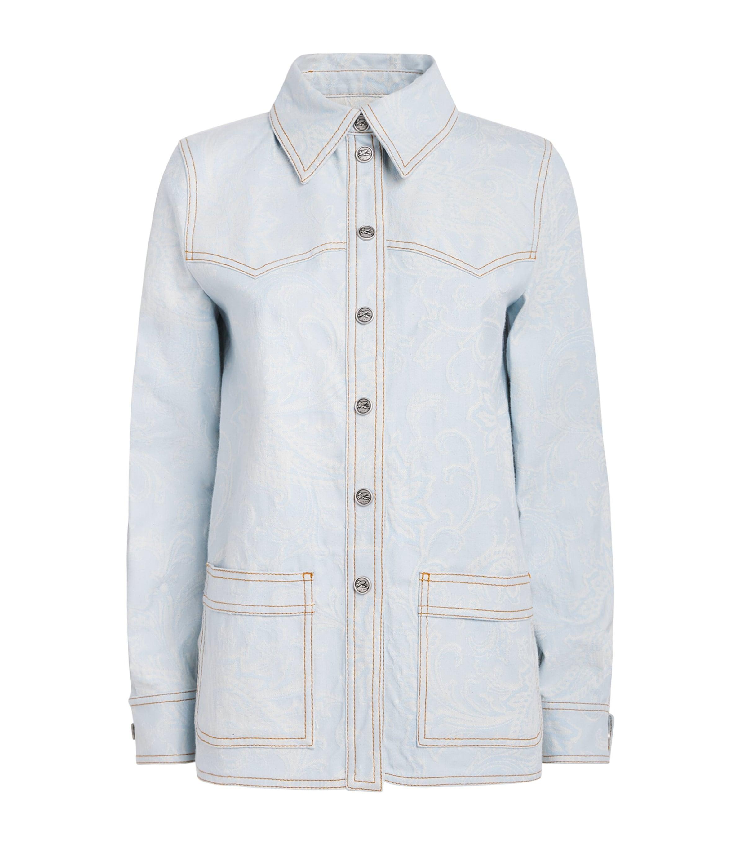 Etro Stretch-Denim Paisley Shacket by ETRO