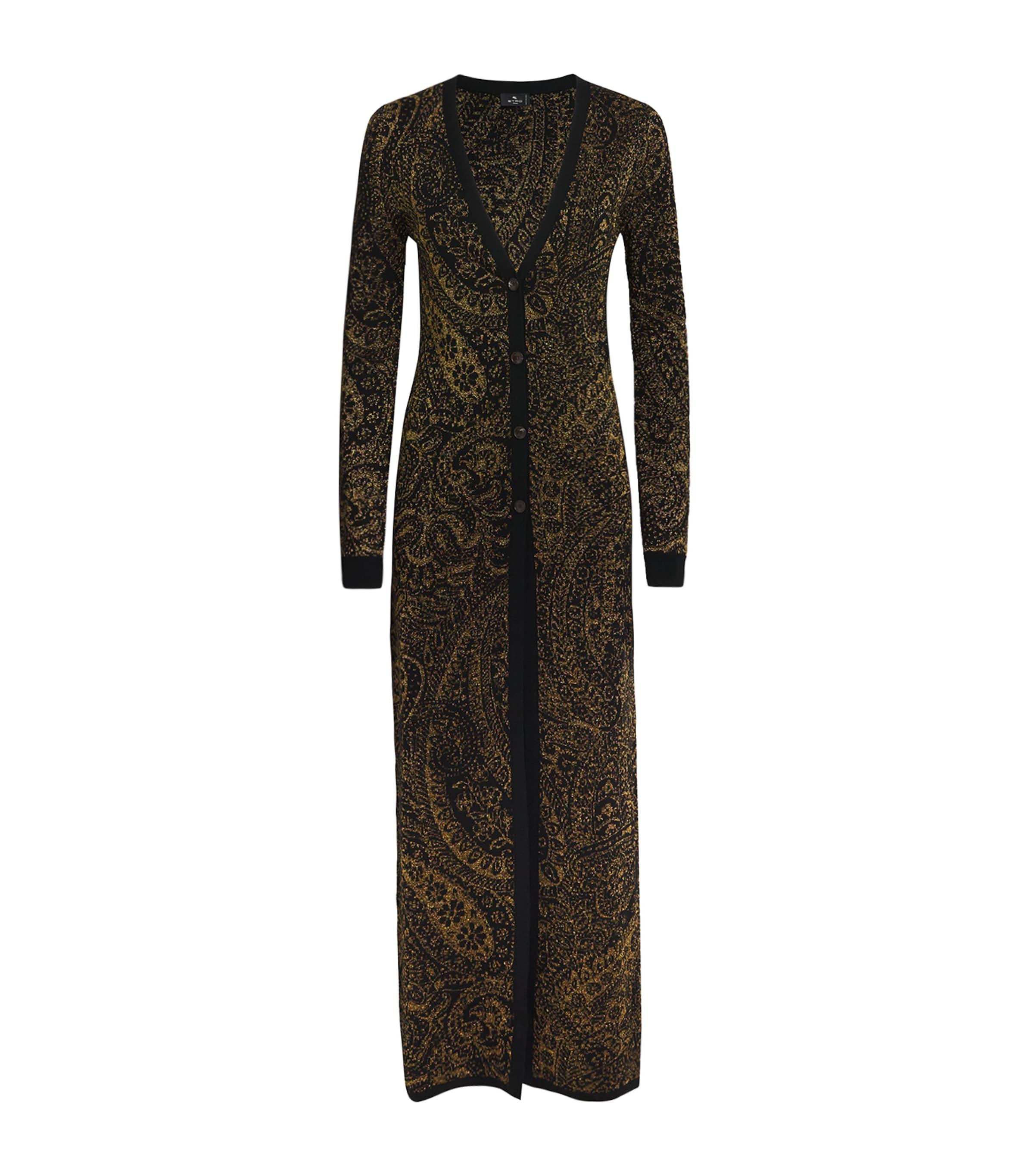 Etro Wool-Blend Paisley V-Neck Maxi Dress by ETRO