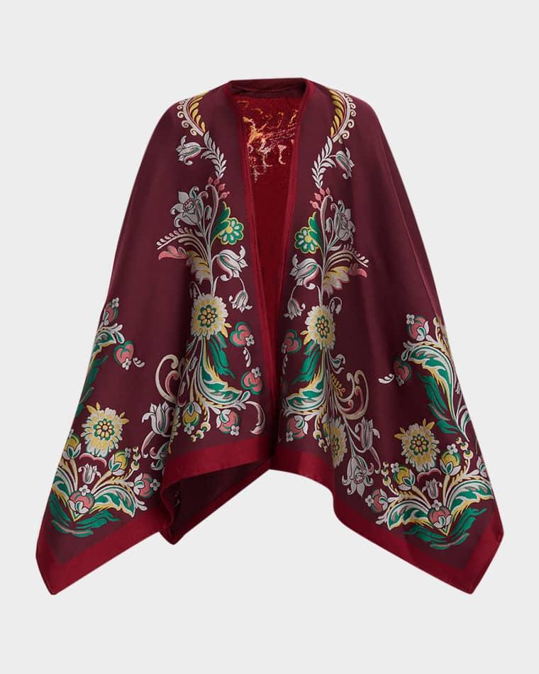 Floral Jacquard Wool-Blend Cape by ETRO