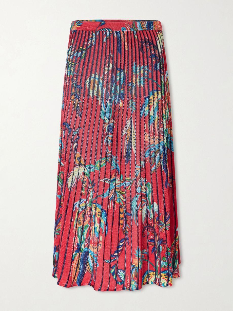 Floral and paisley-print knitted midi skirt by ETRO