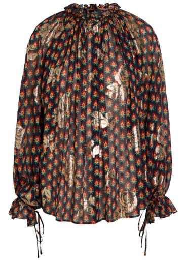 Floral-embroidered silk blouse by ETRO