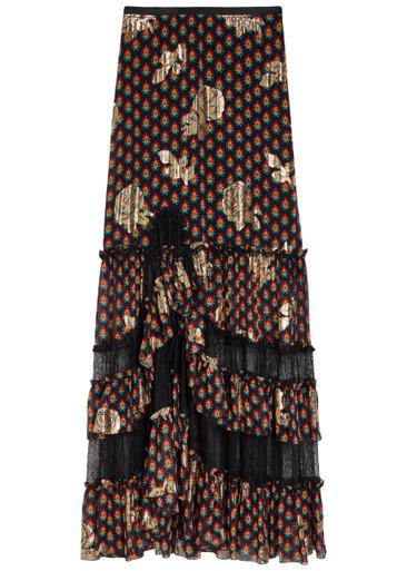 Floral-embroidered silk maxi skirt by ETRO