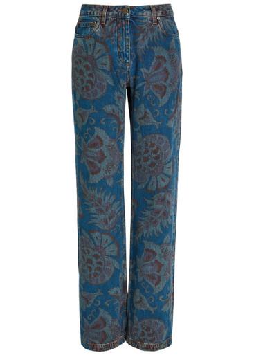 Floral-print straight-leg denim jeans by ETRO