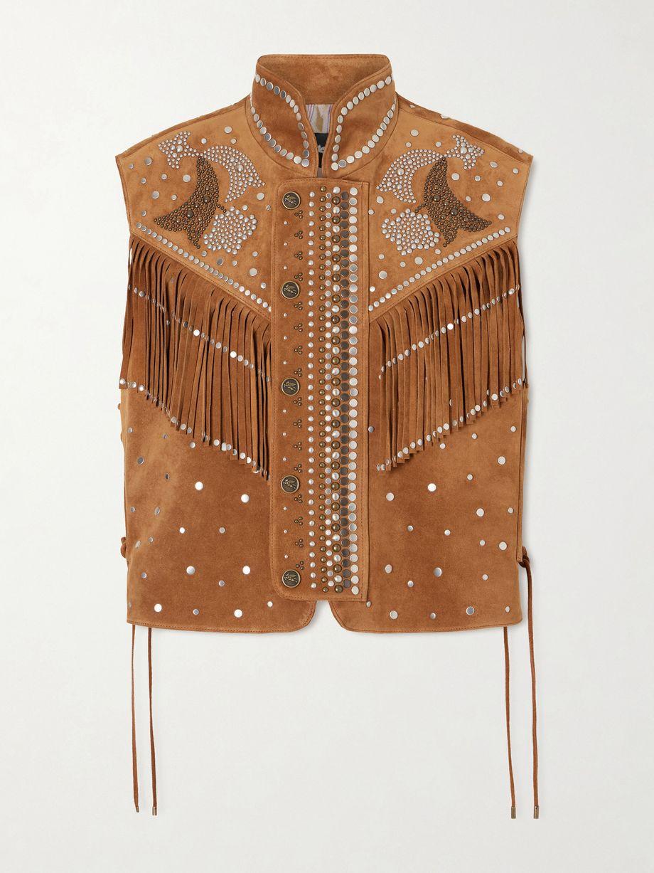 Fringed studded suede vest by ETRO