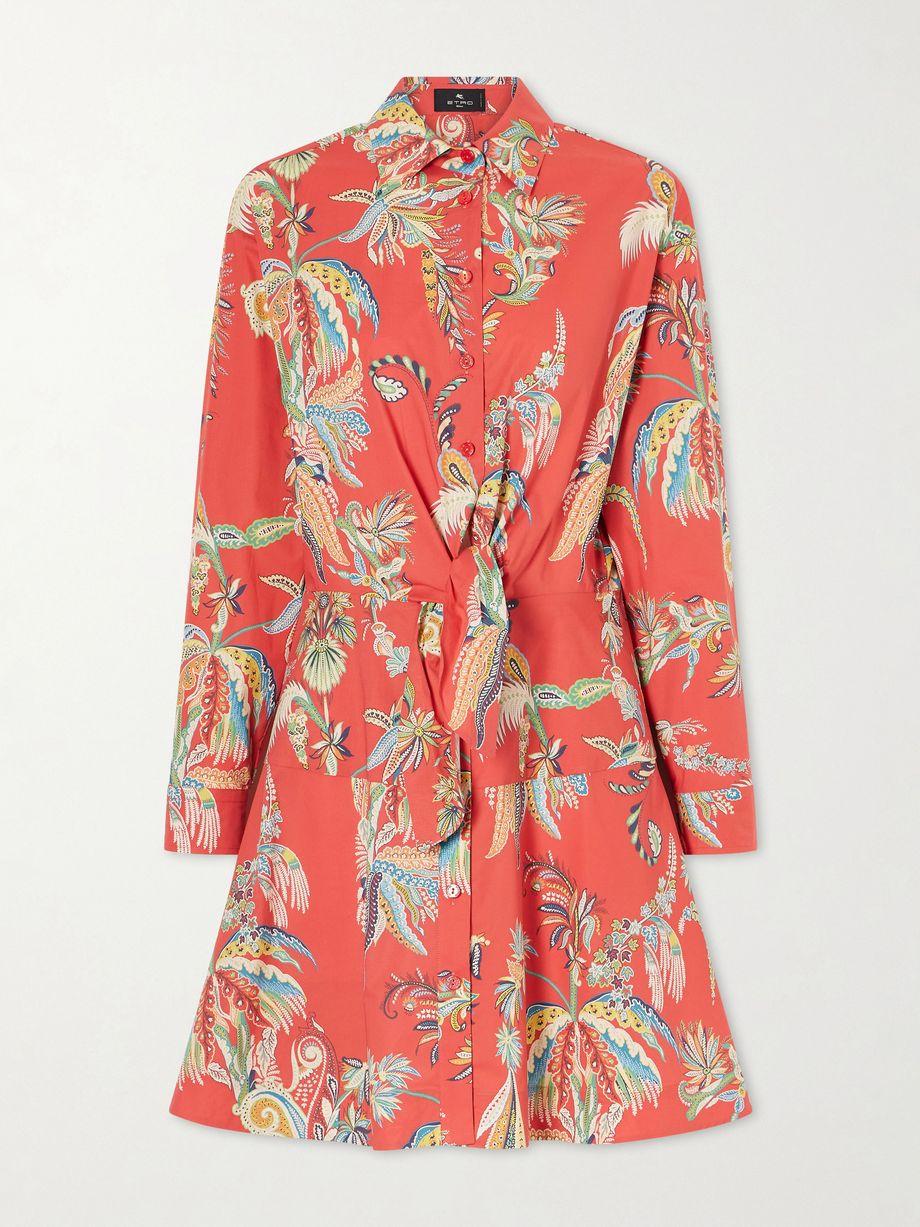 Knotted printed cotton-blend mini dress by ETRO