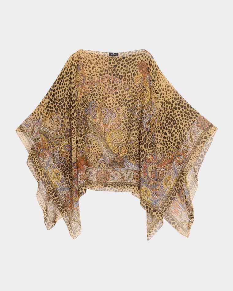 Leopard-Print Silk Chiffon Poncho by ETRO