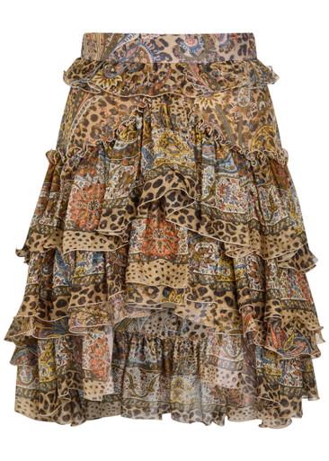 Leopard-print frill silk mini skirt by ETRO