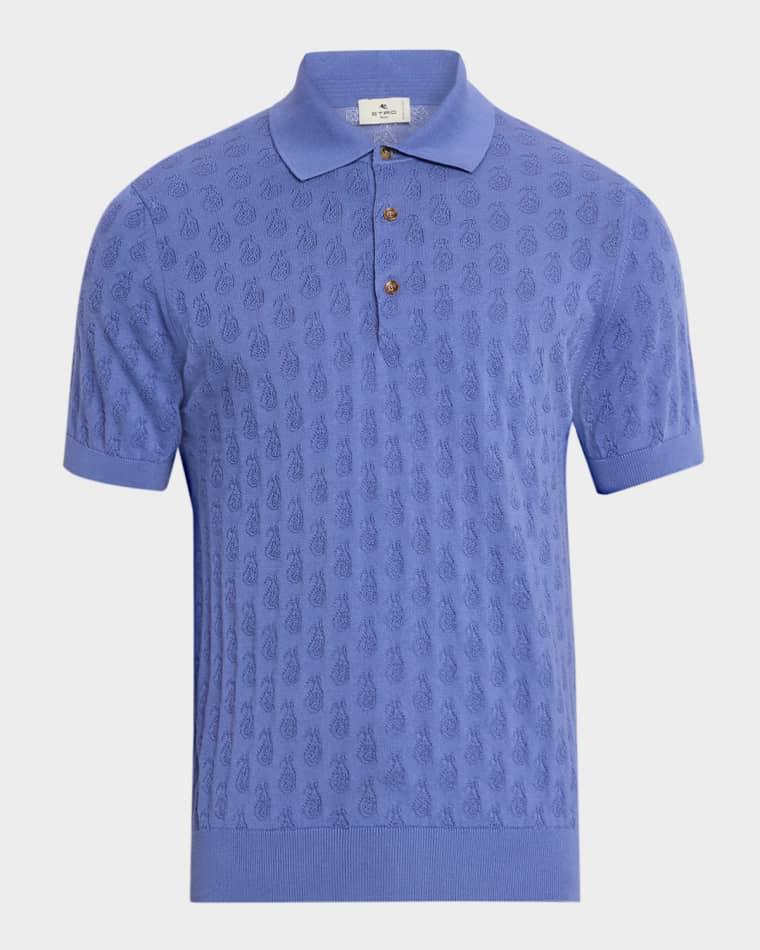 Men's Micro Paisley Cotton Knit Polo Shirt by ETRO